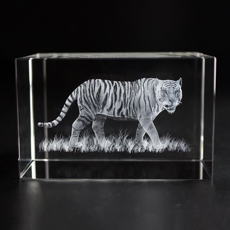 Paper Weight Crystal - K9 クリスタルタイガーモデル像 3D レーザー彫刻キューブコレクションお土産タイガーガラス文鎮オフィス家の装飾