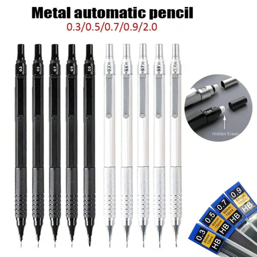 Mechanical Pencil 0.3 - オールメタル低重心シャープペンシル、0.3/0.5/0.7/2.0mm 建築、アート、エンジニアリング用のスムーズな製図用鉛筆