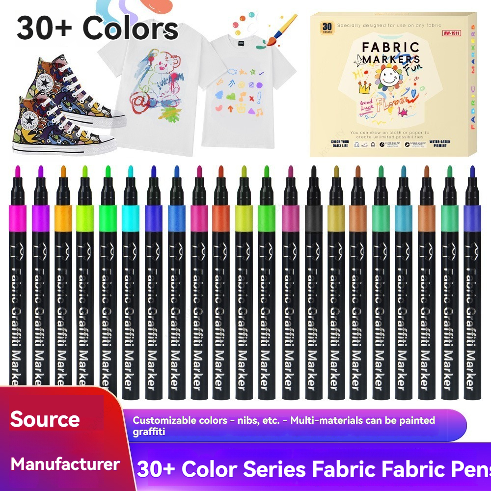 Correction Pen Fine - 6/30色の布用マーカーペンセット - 消えない永久布用ペイント、細字テキスタイルマーカーペン、アートペイント用品