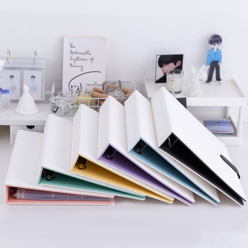Binder A4 Lever - カラーブロッキングバインダー A4 ルーズリーフ フォトカードホルダー Dリング PU