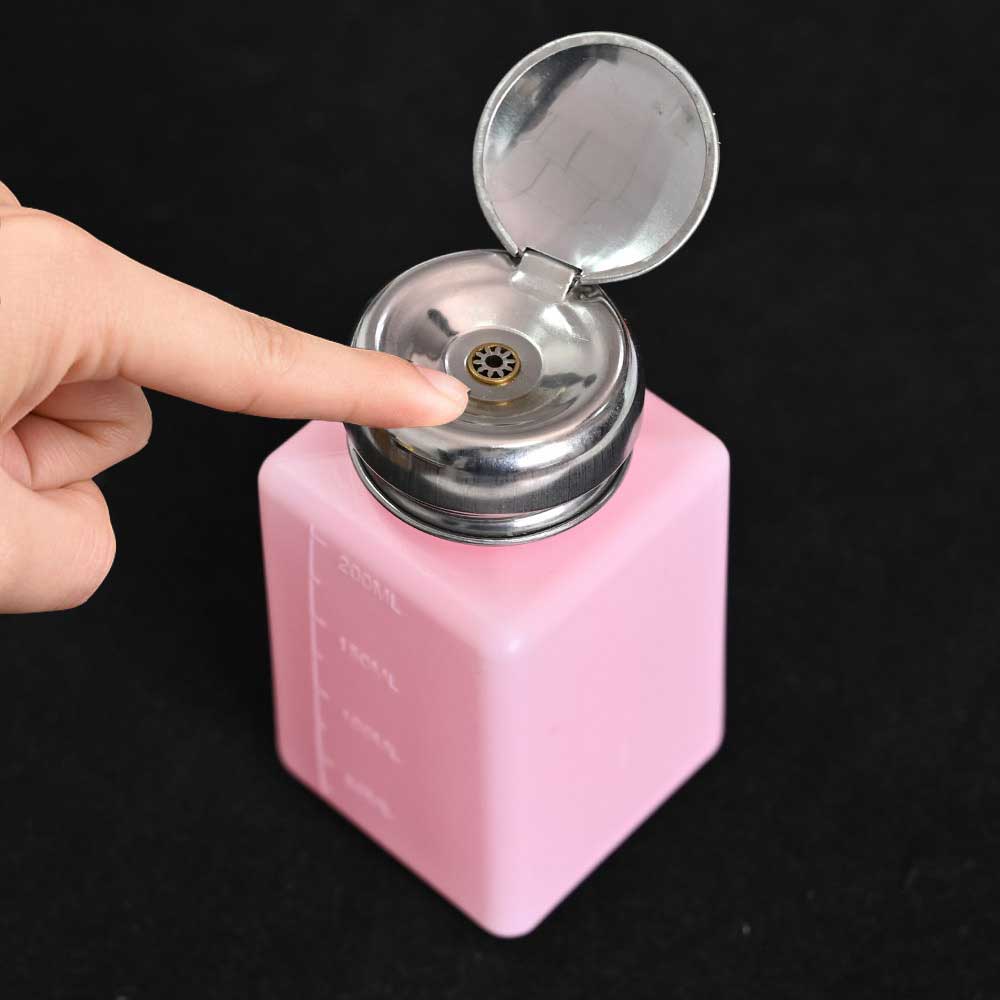 Gel Refill Pack - 200/230 ミリリットルピンクメタルプッシュダウンポンプディスペンサーネイル液体アルコール容器ボトルジェルポリッシュクリーナーリムーバー空ボトル T%R3