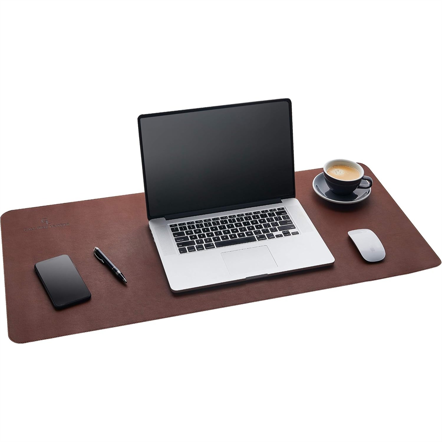 Leather Desk Pad - 大型PUレザーデスクマット 36x17インチ ダークブラウン オフィス用ライティングパッド コンピューターキーボードカバープロテクター