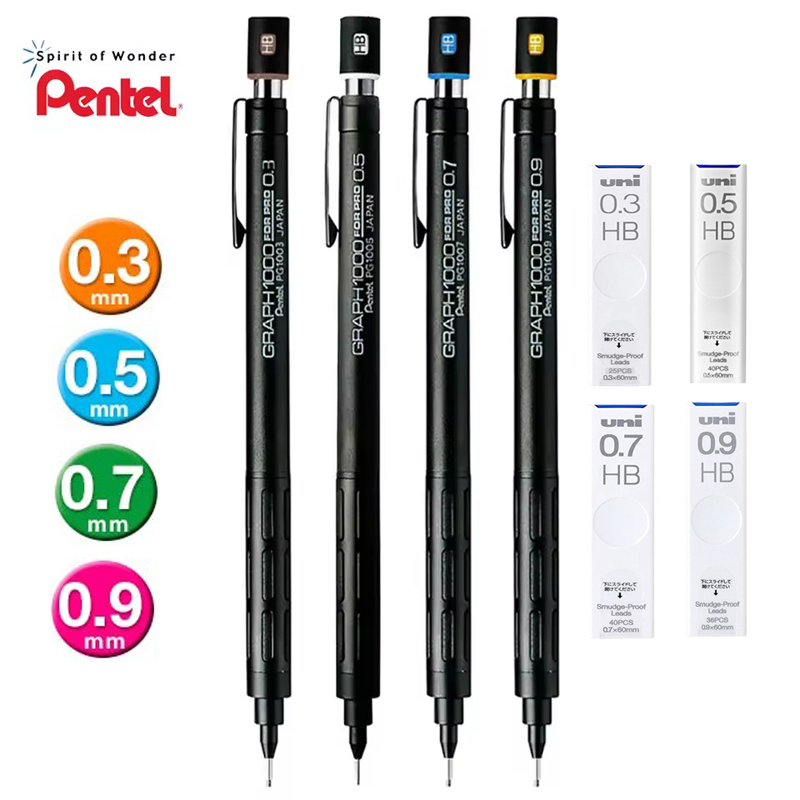Mechanical Pencil 0.3 - ぺんてる PG1000 グラフ PRO ブラックシャープペンシル、0.3 〜