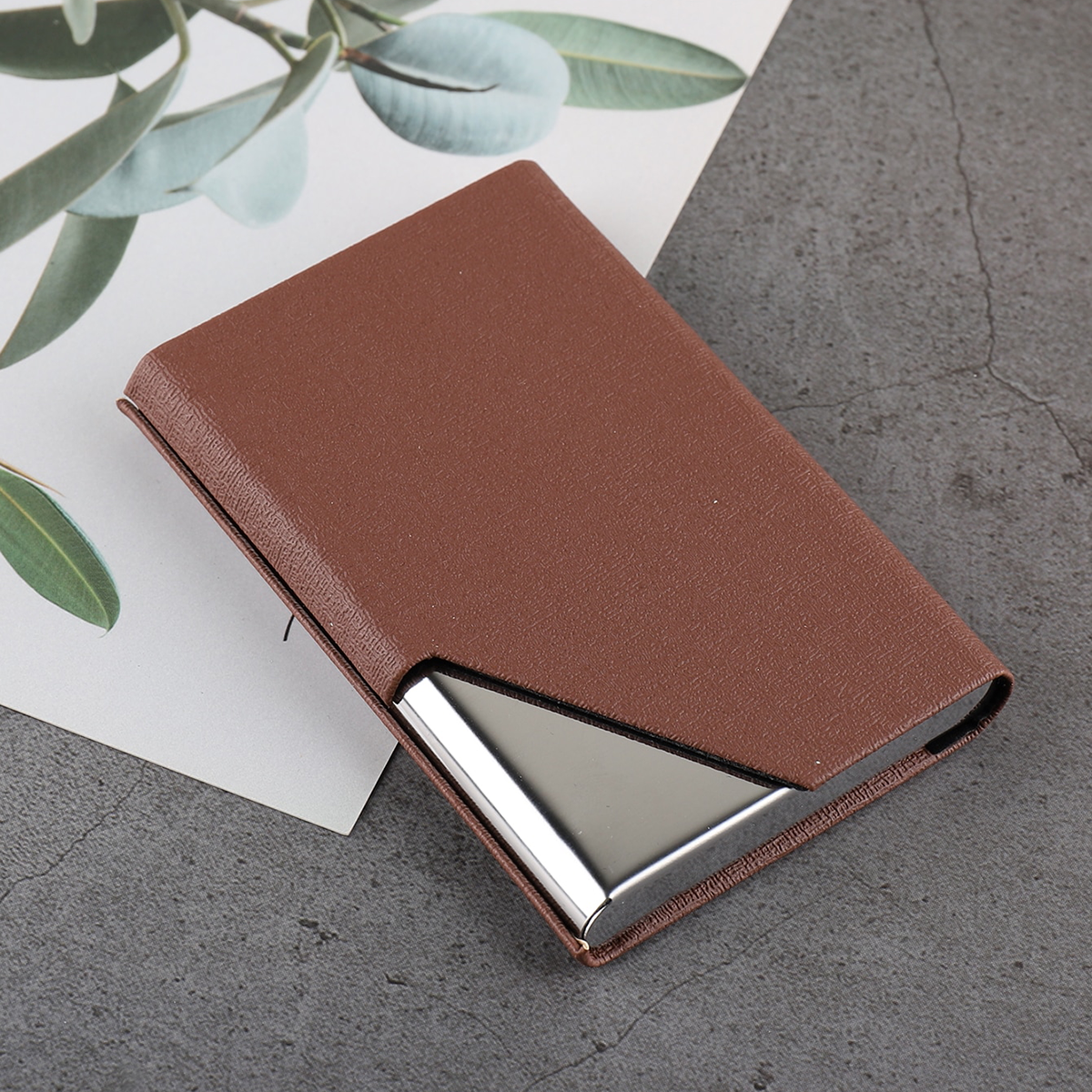 Index Card Holder - 名刺ホルダー高級財布 PU レザービジネス ID クレジットカードホルダー女性男性ファッション金属アルミニウムカードケース