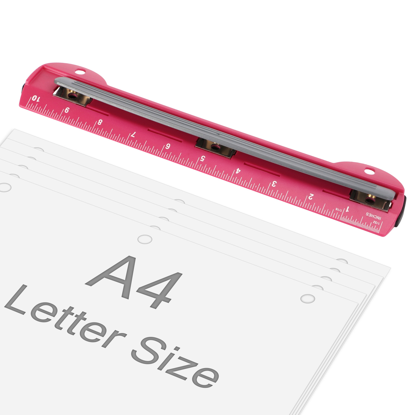 Binder A4 Lever - EAGLE 3穴パンチ A4/レターペーパー用 ポータブルペーパーパンチ インチスケールと取り外し可能なトレイ付き、3リングバインダーに適合