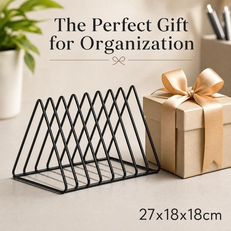 Magazine Holder Rack - 5/9 グリッド収納ラック三角形鉄ファイルオーガナイザー金属デスクトップブックマガジンホルダー多機能垂直ディスプレイラック