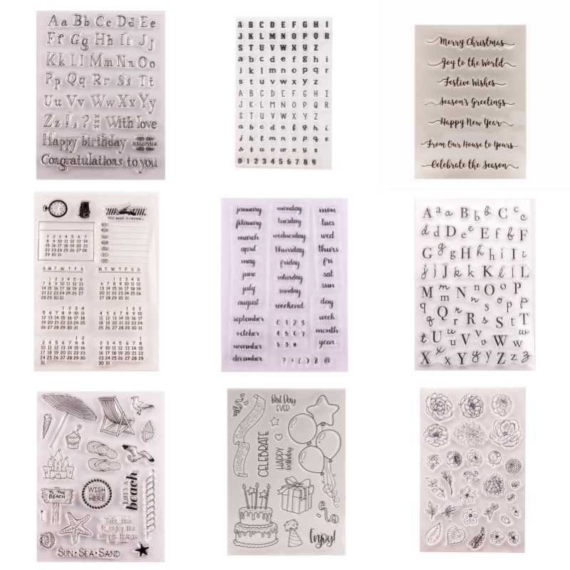 Rubber Date Stamp - 日付、週、月、数字、記号、ゴム製クリアスタンプ、カード作成用、デコレーション、DIY、スクラップブッキング、エンボス加工、アルバム装飾、クラフト用