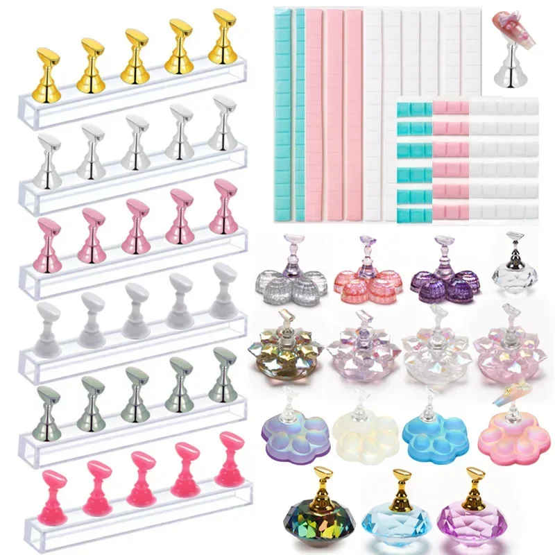 Gel Refill Pack - ネイルアート用磁気ディスプレイスタンド,金メッキ,シルバー,ピンク,ゴールド,5個セット