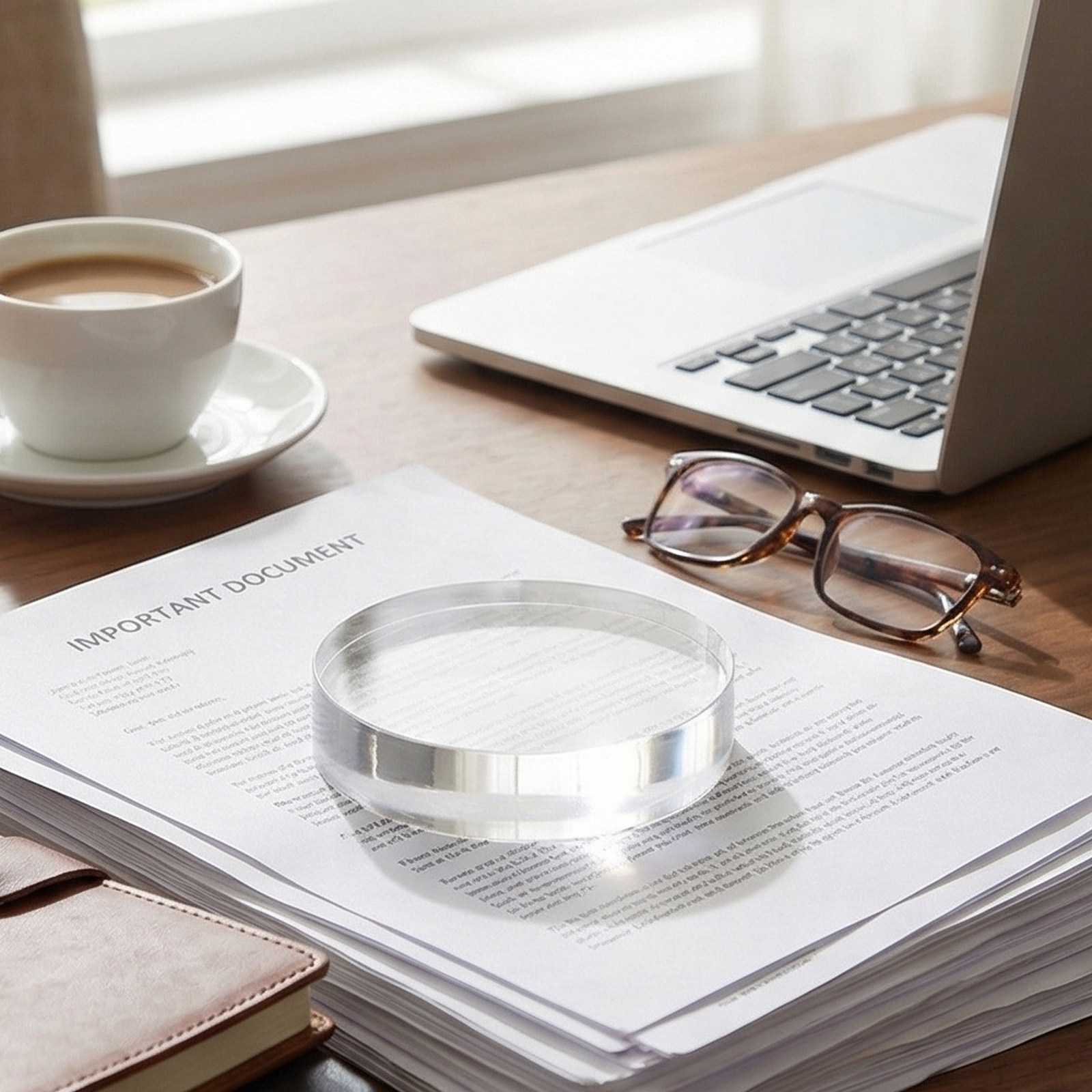 Paper Weight Crystal - 透明な丸いクリスタルペーパーウェイト、小さな書道用ペーパーウェイト、装飾的なガラスブロックペーパーウェイト、デスクやオフィス用、中国風