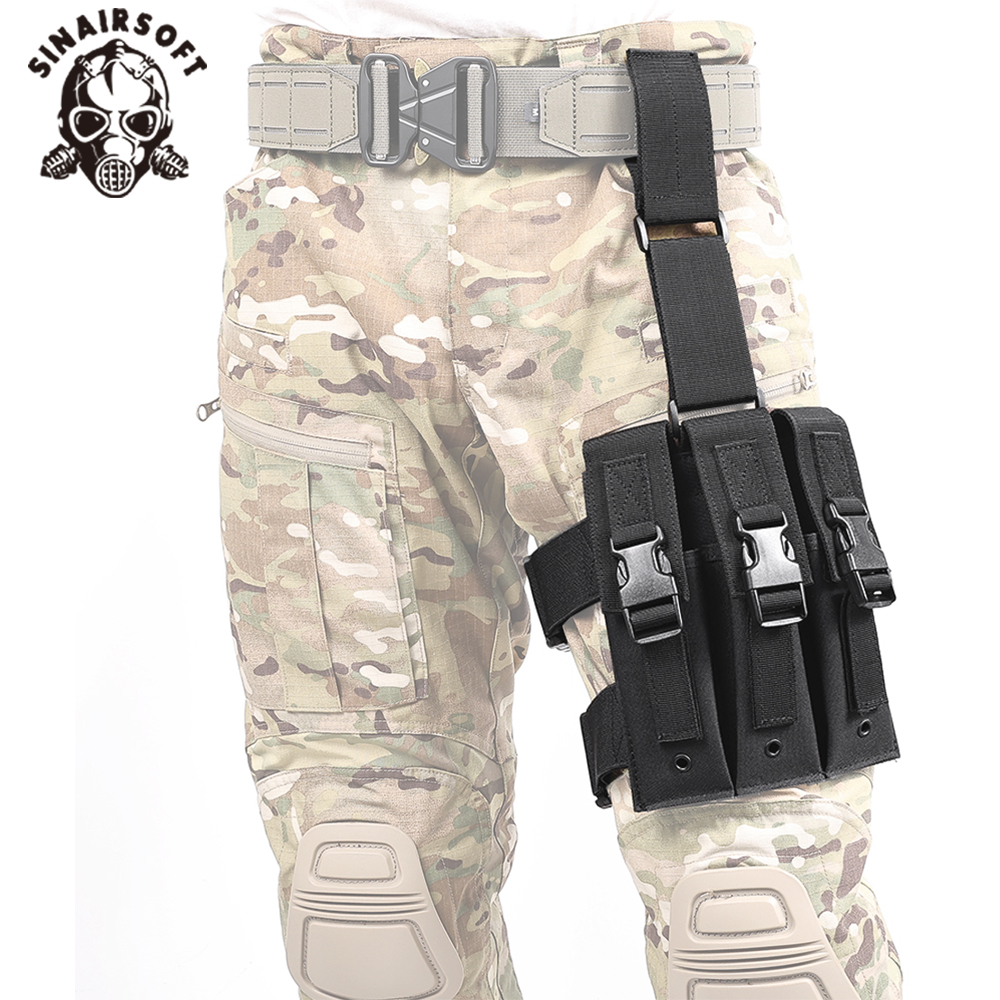 Magazine Holder Rack - Airsoft-ハンティングタクティカルポーチ,クイックリリース,MP5,マガジンポーチ,トリプルレッグ,ポーチホルダー,カートリッジクリップ