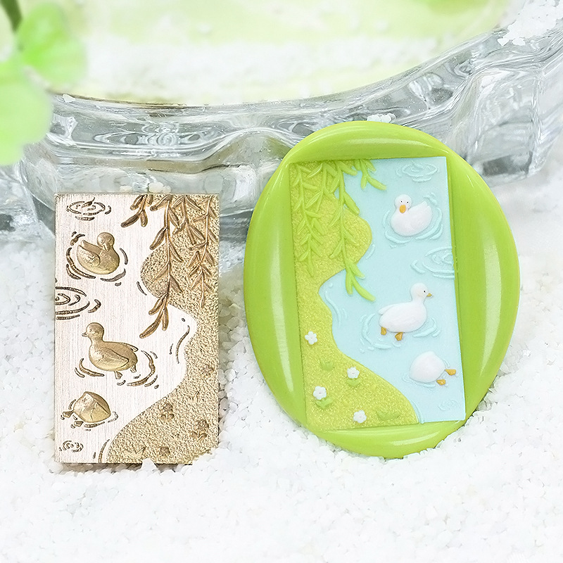 Wax Seal Stamp Set - 小さなアヒルのワックスシールスタンプヘッドレリーフエンボス加工マットガーデンシリーズ帆船ポピーデイジー牡丹ワックスシール銅ヘッドスタンプヘッド