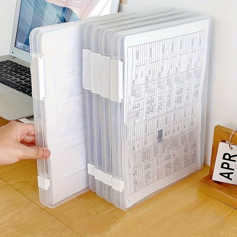 Archive Box Set - 5 個 A4 ファイル収納ボックスセット透明ダブルスナップアーカイブボックス正方形フリップ蓋多目的ノートブック紙雑誌ホルダー