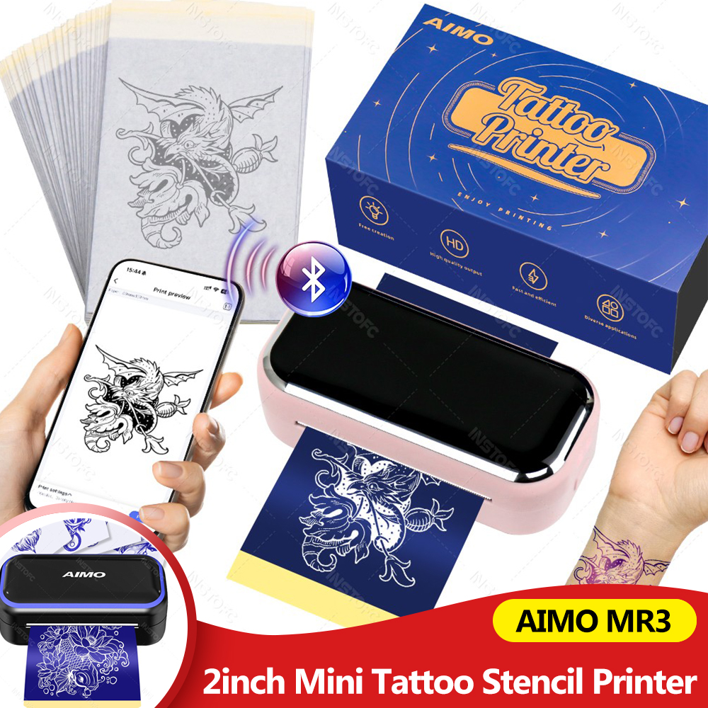 Ink Blotter Paper - ミニタトゥーステンシルプリンター AIMO MR3 80mm ワイヤレスサーマルタトゥーメーカー＆3インチ転写紙 小さなタトゥーパターンに特化