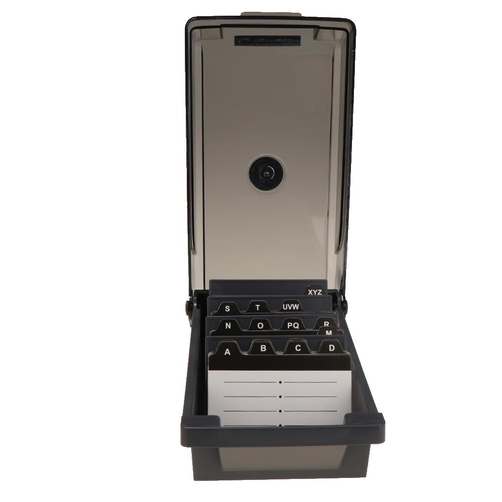 Card Index Box - 大きなプラスチック製インデックスカード収納ボックスオーガナイザー、オフィスデスクのカード管理用コンパートメント付き