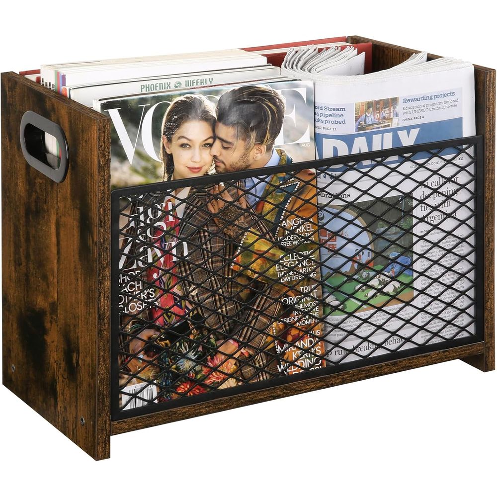Magazine Holder Rack - マガジンホルダー、ラック、デスクトップおよびホームオフィス用収納バスケット、手紙、雑誌、書籍、新聞用（大）