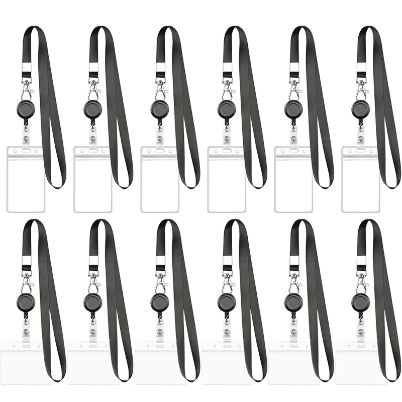 Index Card Holder - 1-3個入り 防水IDバッジホルダー ランヤード＆ロブスタークラスプ付き 耐久性のあるPVC製名札カードスリーブ 仕事、オフィス、学校、看護師用 TMZ