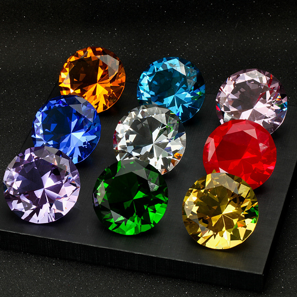 Paper Weight Crystal - 10 色クリスタルダイヤモンド形文鎮装飾カットガラス巨大な宝石結婚式クリスマスオーナメントギフト