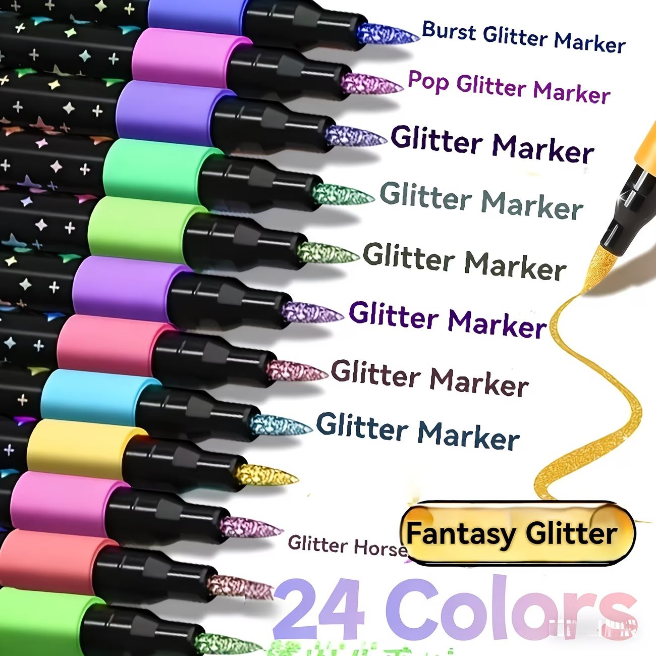 Correction Pen Fine - 24色ダブルヘッドグリッターマーカー速乾性細字ペンセット、スクラップブッキング、カード作成、ジャーナリング、アート、塗り絵用