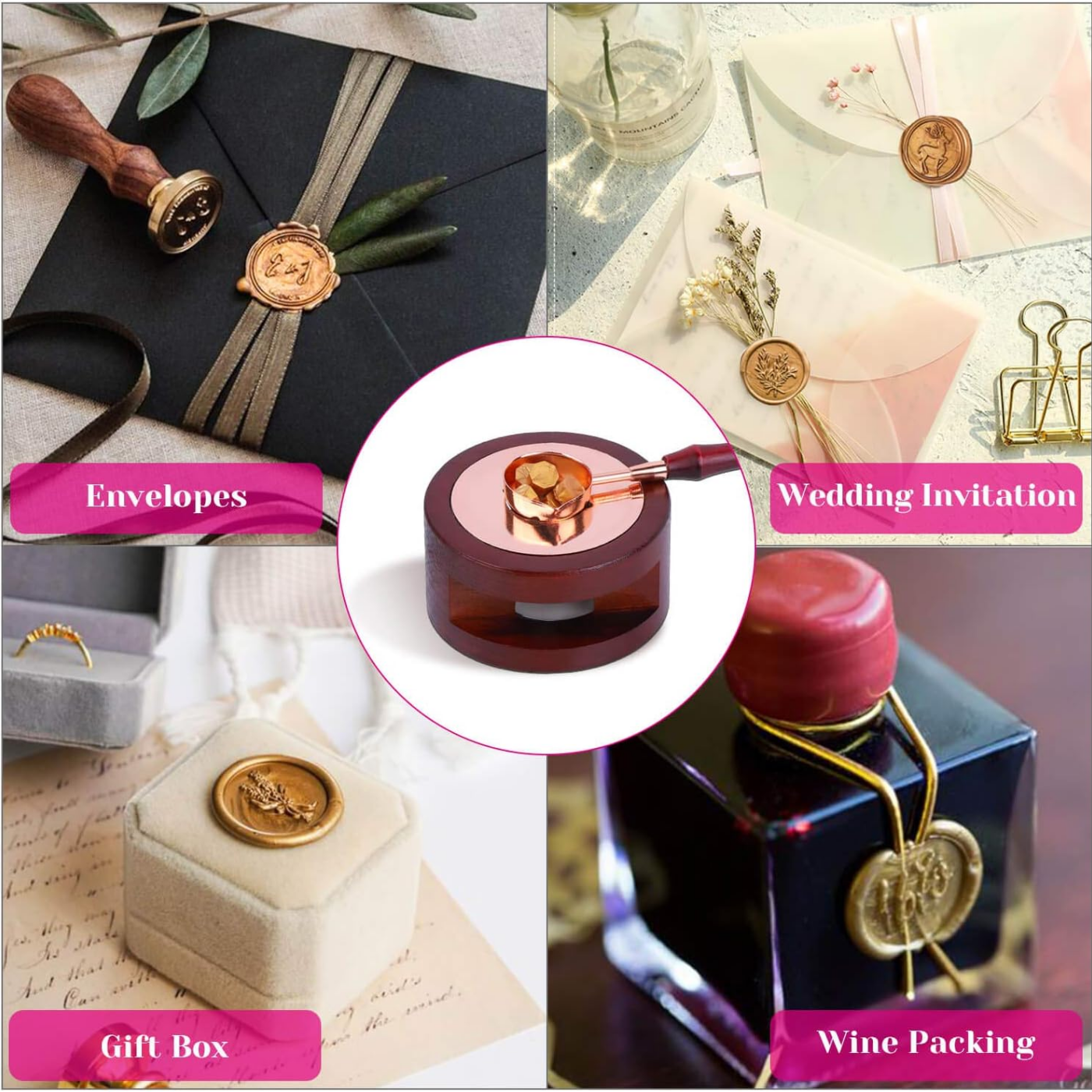 ワックスシールセットには、200個のゴールドワックスビーズ、 - Wax Seal Stamp Set のレビューと価格