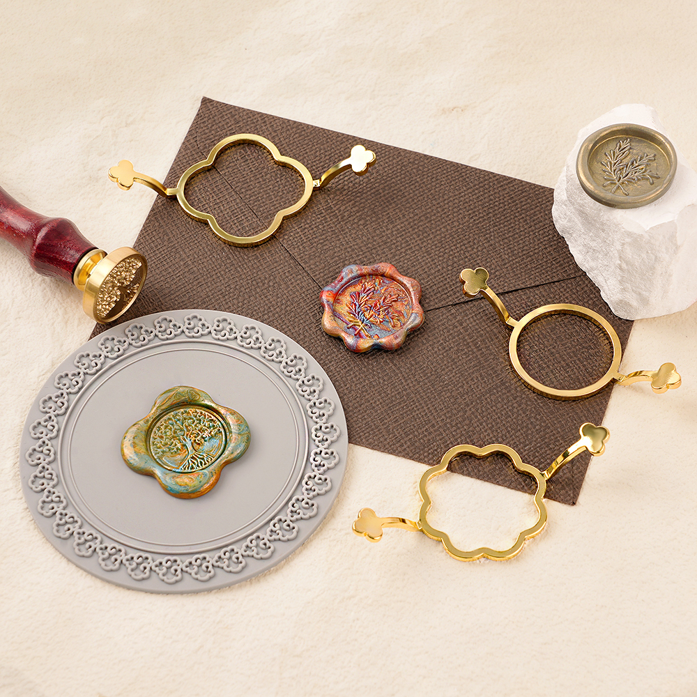 3個入りワックスシールスタンプモールドセット - 花、丸型、 - Wax Seal Stamp Set のレビューと価格