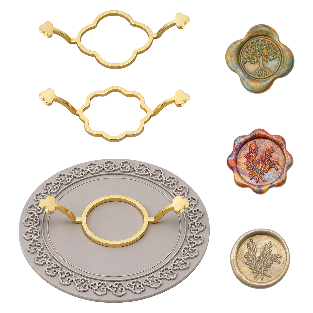 3個入りワックスシールスタンプモールドセット - 花、丸型、 - Wax Seal Stamp Set のレビューと価格