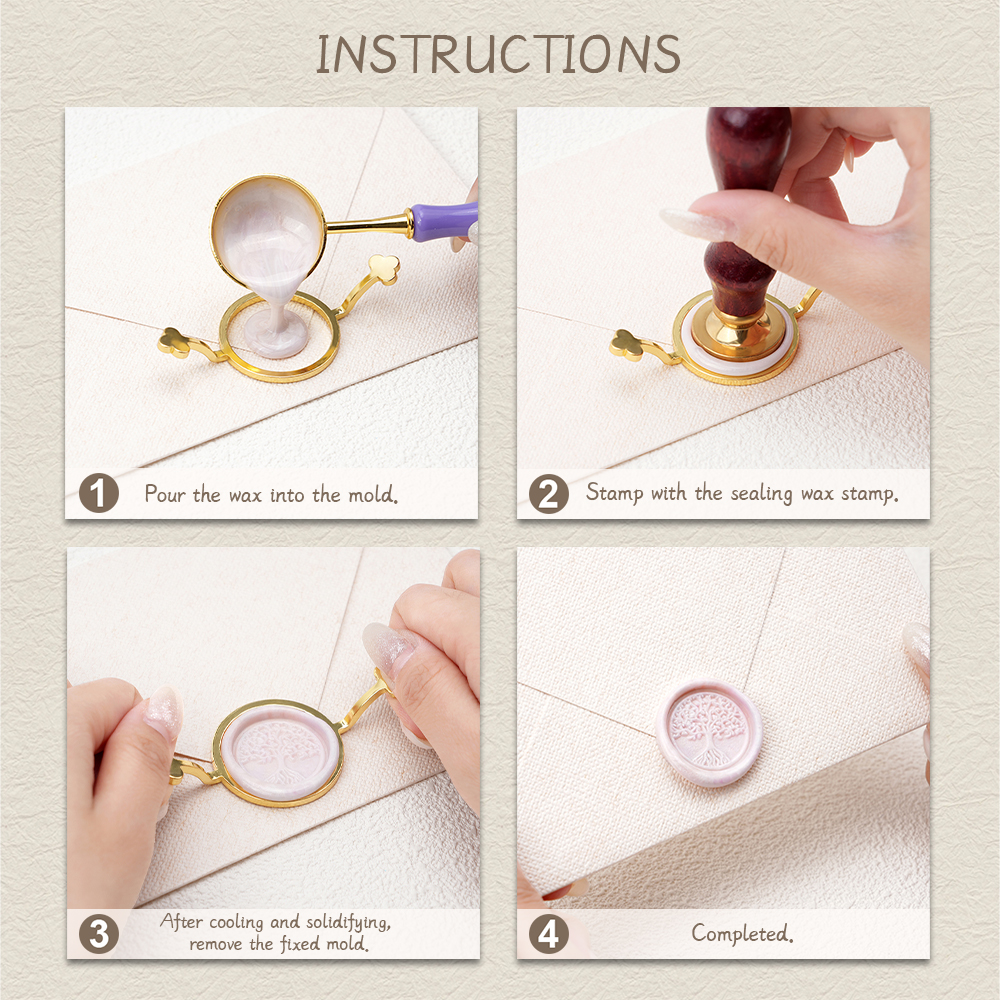 3個入りワックスシールスタンプモールドセット - 花、丸型、 - Wax Seal Stamp Set のレビューと価格