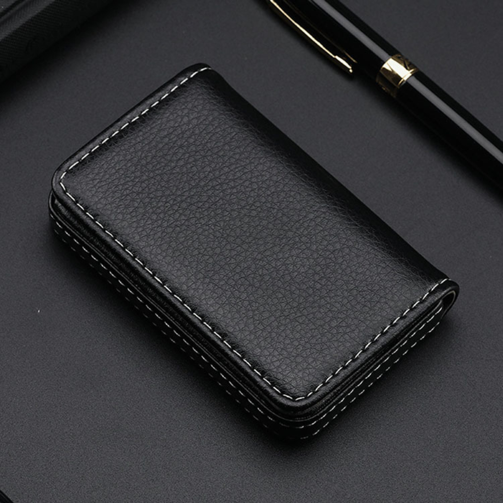 サイズ調整可能なステッチ入りPUレザー製クレジットカードホル - Index Card Holder のレビューと価格