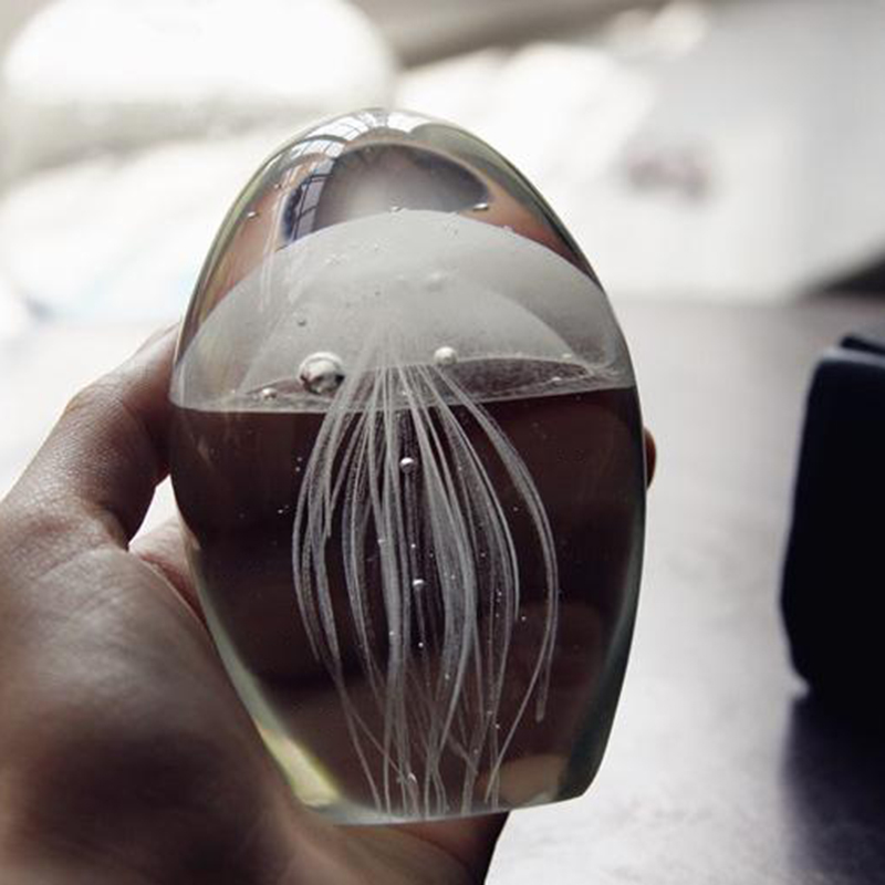 ミニチュア 3D クラゲクリスタル置物モデルガラス文鎮アート - Paper Weight Crystal のレビューと価格