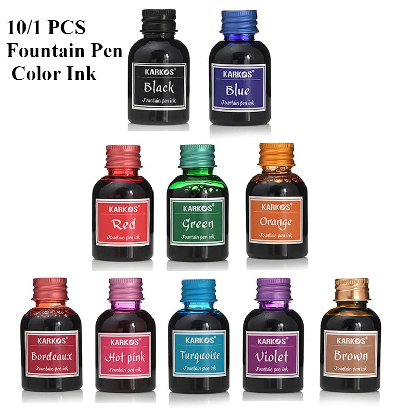 10/1 個 30 ミリリットルさまざまな色のインクプラスチ - Fountain Pen Bottled Ink のレビューと価格