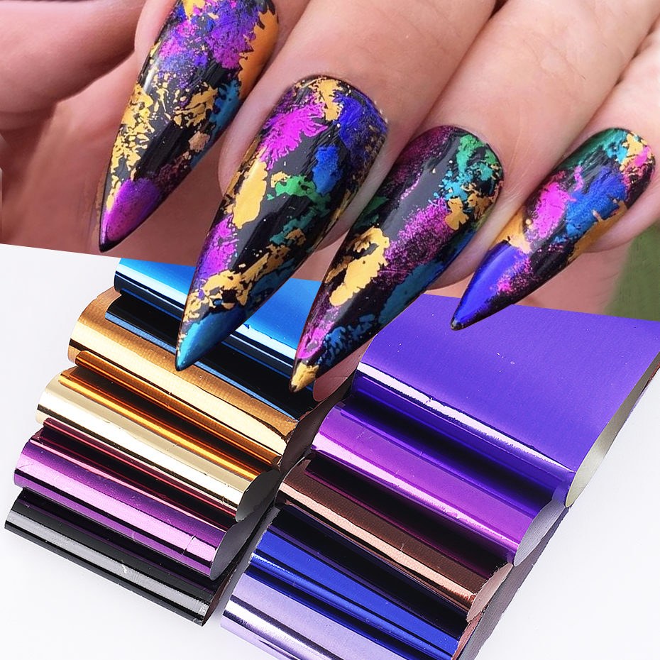 10 個メタリックネイル転写箔ミラーゴールドシルバー紫星空紙 - Gel Refill Pack のレビューと価格