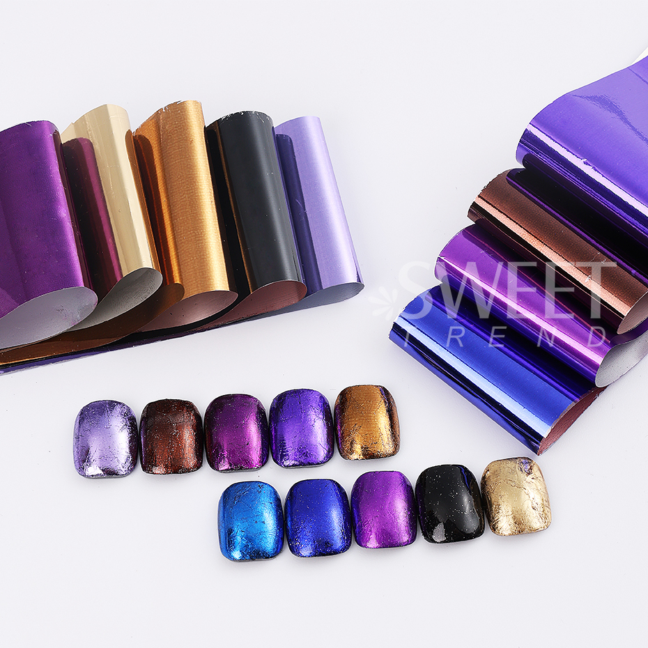 10 個メタリックネイル転写箔ミラーゴールドシルバー紫星空紙 - Gel Refill Pack のレビューと価格