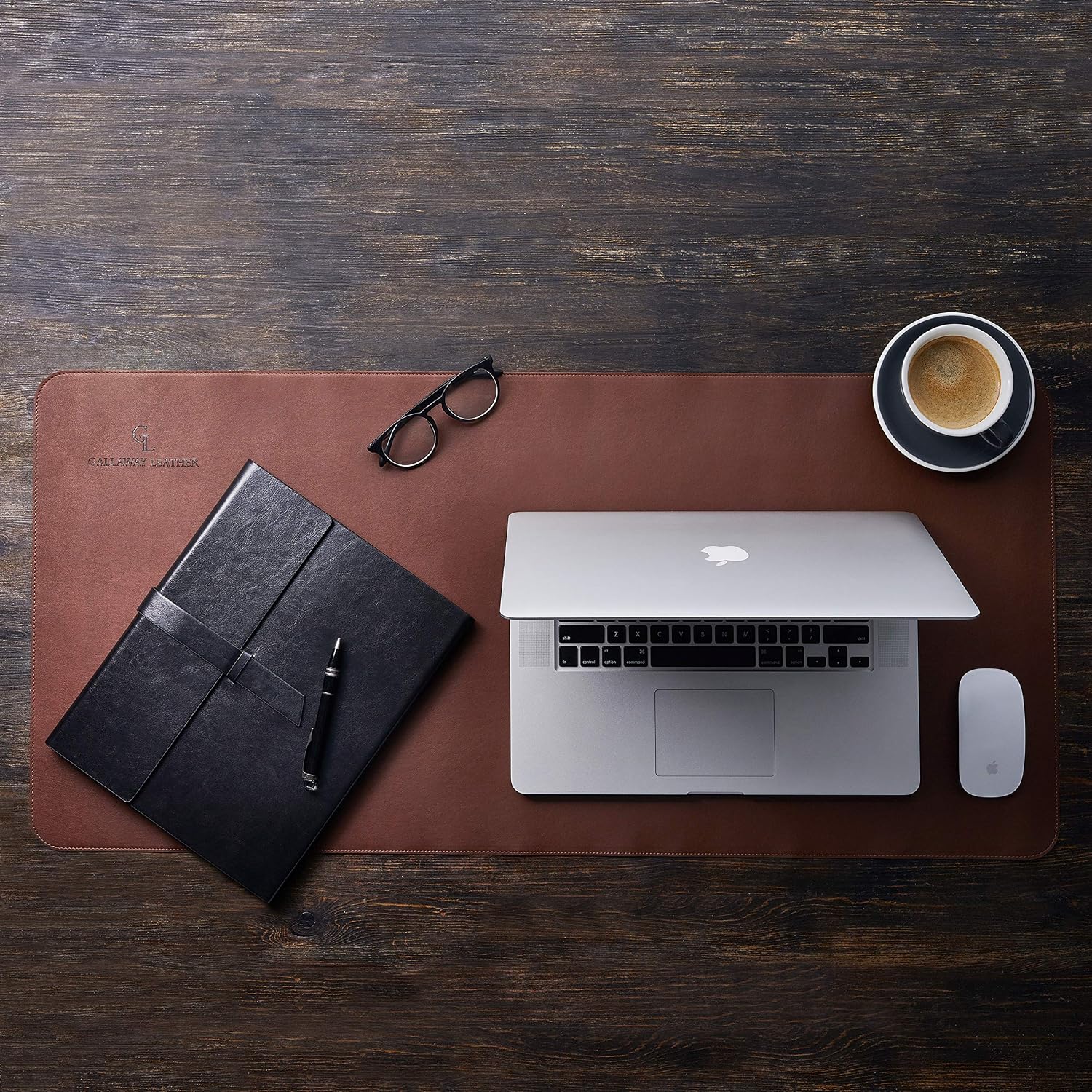 大型PUレザーデスクマット 36x17インチ ダークブラウン - Leather Desk Pad のレビューと価格