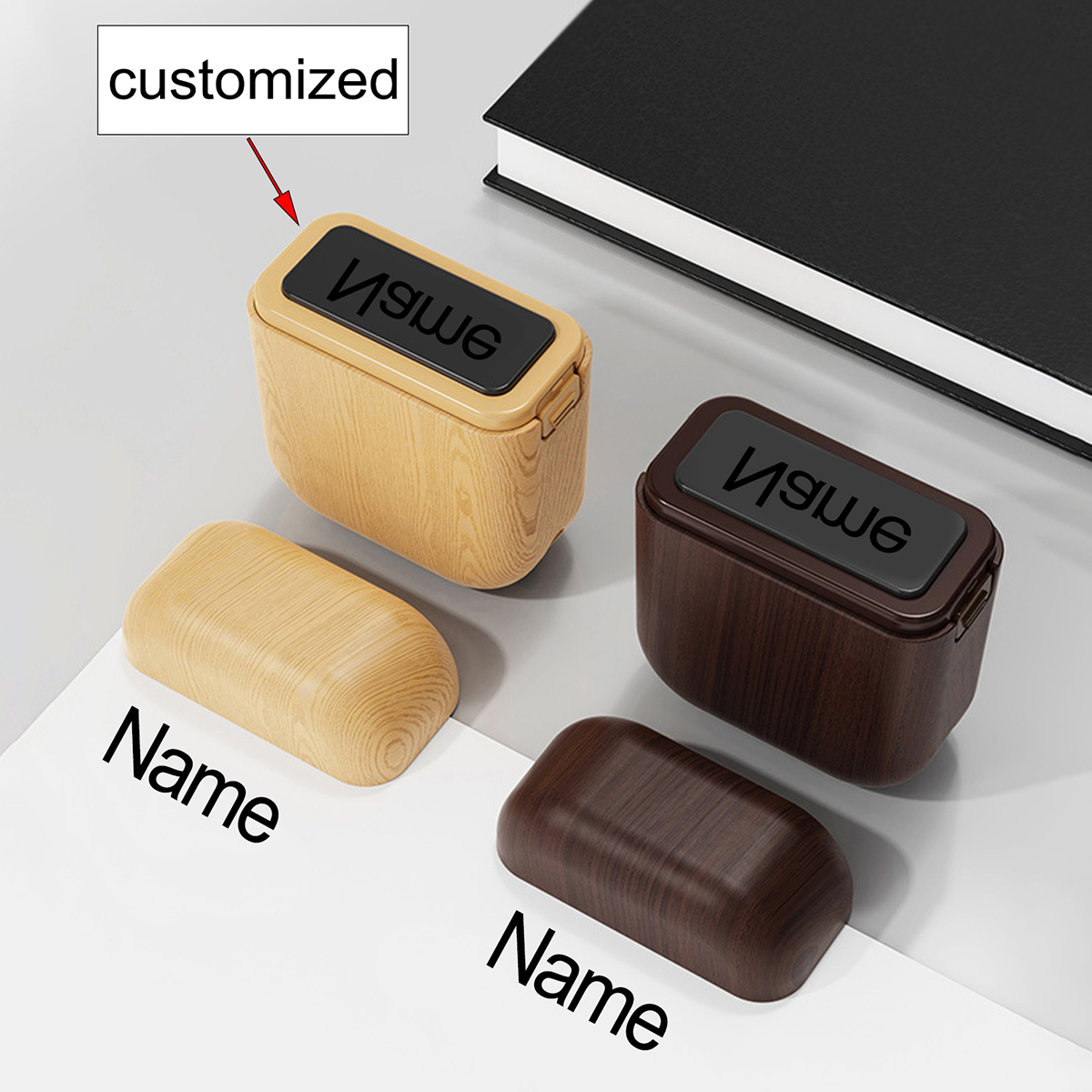 パーソナライズされたプラスチック木目調カスタムネームスタンプ - Rubber Date Stamp のレビューと価格