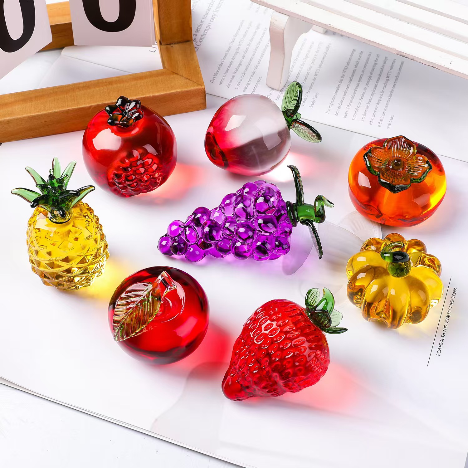 クリスタルフルーツペーパーウェイト、ダイヤモンド天然石ガラス - Paper Weight Crystal のレビューと価格