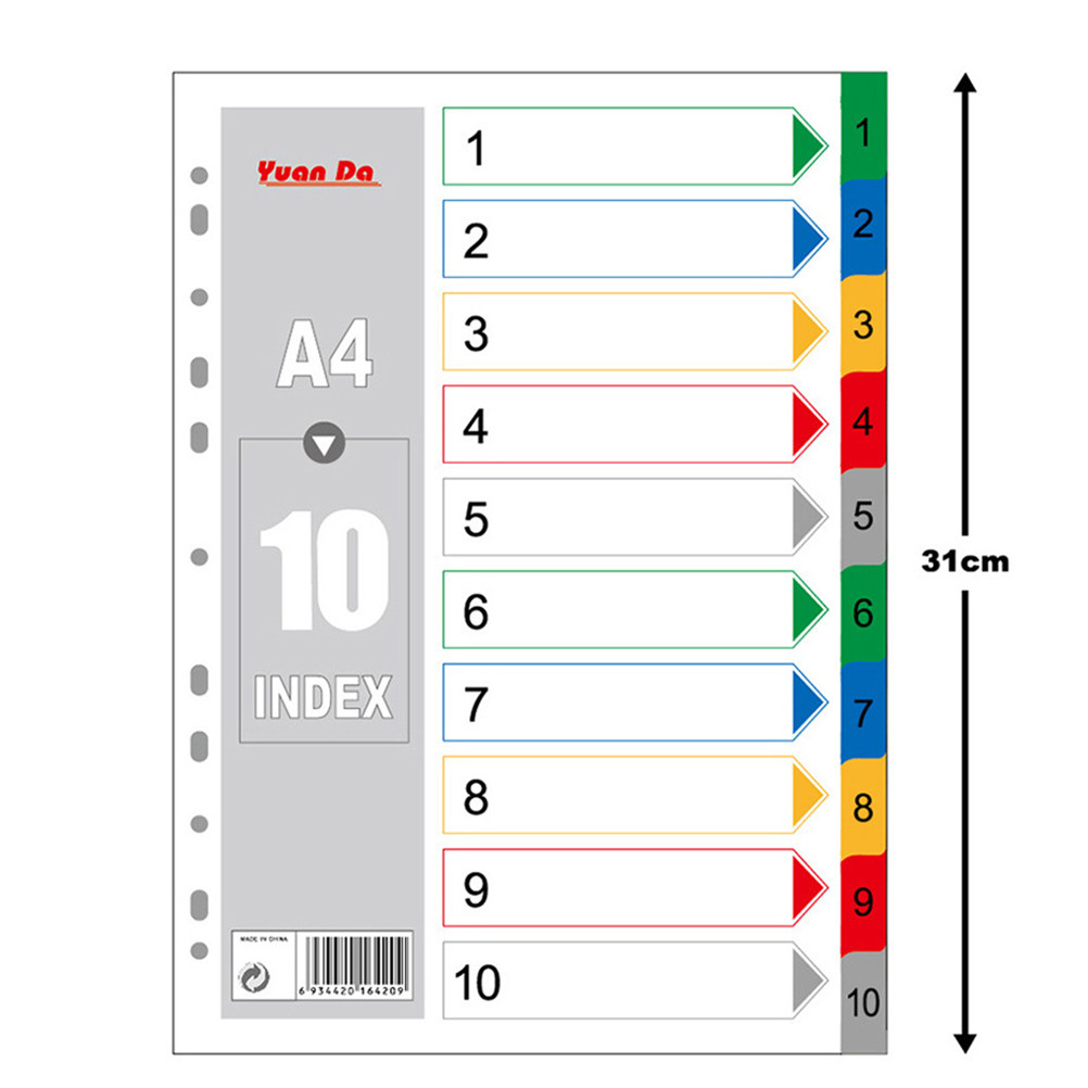 40 個 A4 明るい色のインデックスタブディバイダー挿入可 - Tab Divider A4 のレビューと価格