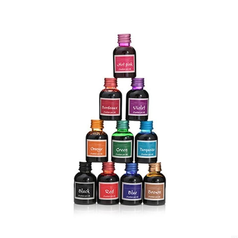 10 色 1 ボトル純粋なカラフルな 30 ミリリットル万年 - Fountain Pen Bottled Ink のレビューと価格