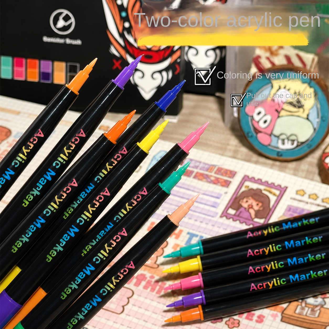 プロのアート用途向け24/48色アクリルペイントマーカー、デ - Correction Pen Fine のレビューと価格