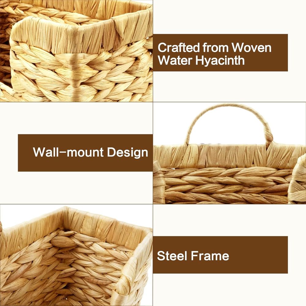 壁掛け式雑誌ホルダー、ウォーターヒヤシンス製メールバスケット - Magazine Holder Rack のレビューと価格