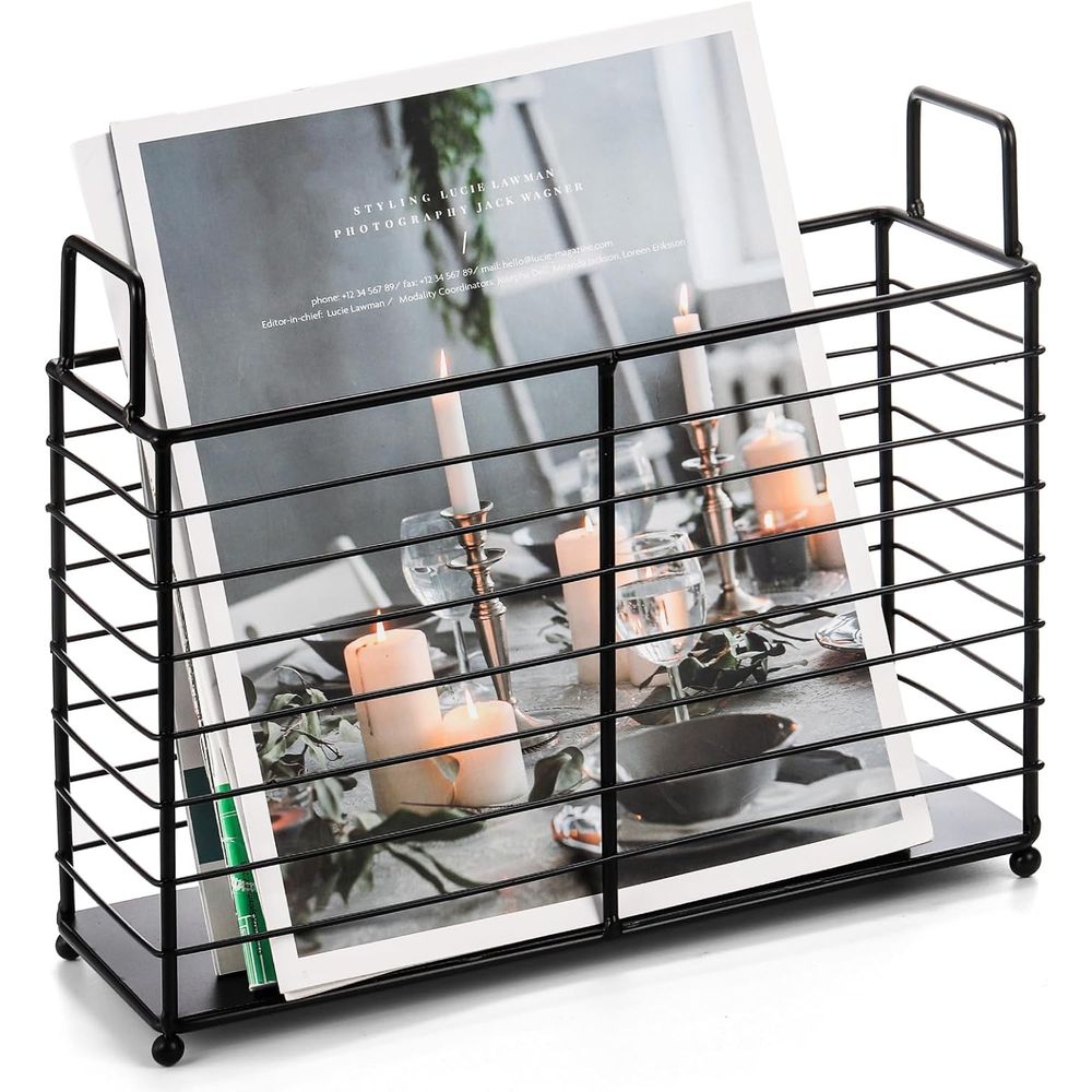 金属製マガジンラック、新聞書籍タブレット収納バスケット、ハン - Magazine Holder Rack のレビューと価格