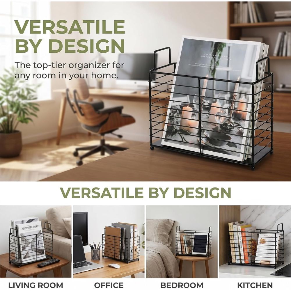 金属製マガジンラック、新聞書籍タブレット収納バスケット、ハン - Magazine Holder Rack のレビューと価格
