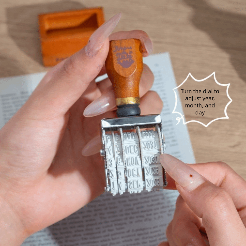 レトロ木製ローラーデイトシール木製ハンドル調整可能日付DIY - Rubber Date Stamp のレビューと価格
