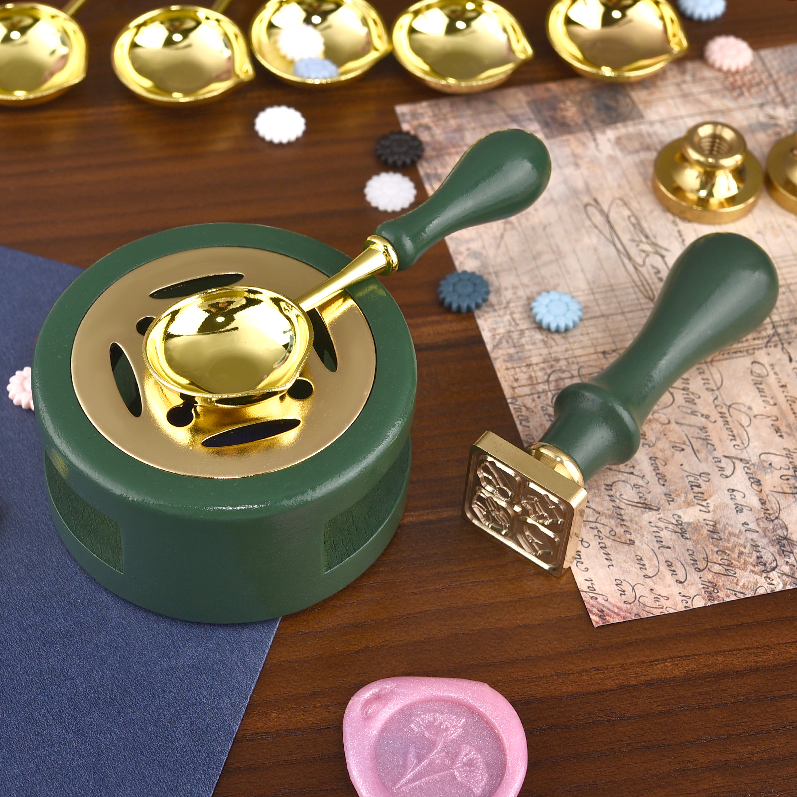 2/3点セット レトロ シーリングワックス炉 ストーブ ポッ - Wax Seal Stamp Set のレビューと価格