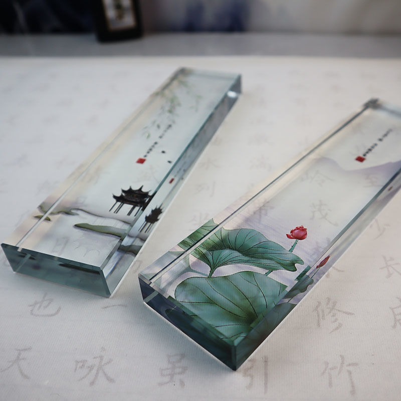 ガラス文鎮 伝統的な中国 - 四季デザイン 透明ブックウェイ - Book Weight Glass のレビューと価格
