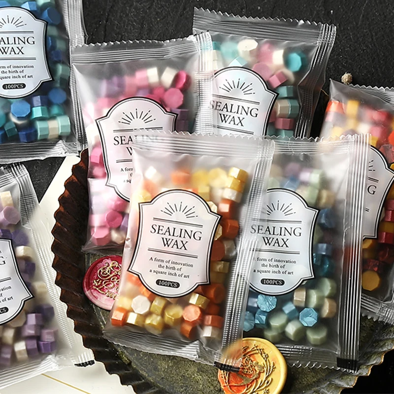 200 ピース/バッグ八角形混合色シーリングワックスビーズシ - Wax Seal Stamp Set のレビューと価格