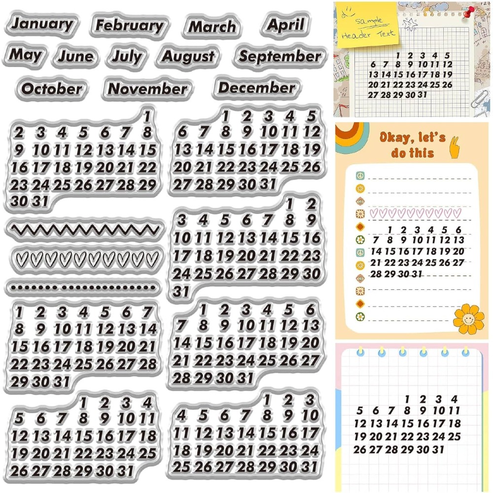カレンダー日付クリアスタンプヴィンテージ月ゴムシリコン再利用 - Rubber Date Stamp のレビューと価格