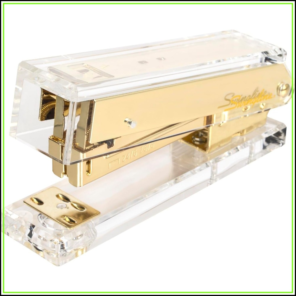コンパクトクリアアクリルゴールドステープラー、20枚綴り可能 - Stapler Half Strip のレビューと価格