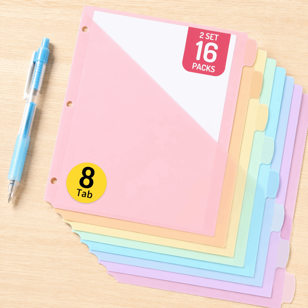 耐久性のあるバインダーディバイダー パステルカラー 書き込み - Tab Divider A4 のレビューと価格
