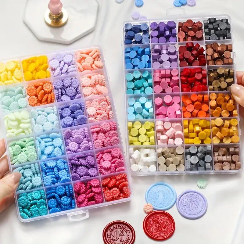600個ボックスシーリングワックスビーズ、24グリッド八角形 - Wax Seal Stamp Set のレビューと価格