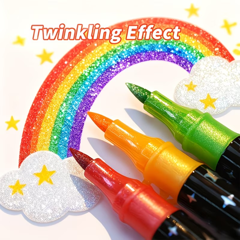 24色ダブルヘッドグリッターマーカー速乾性細字ペンセット、ス - Correction Pen Fine のレビューと価格