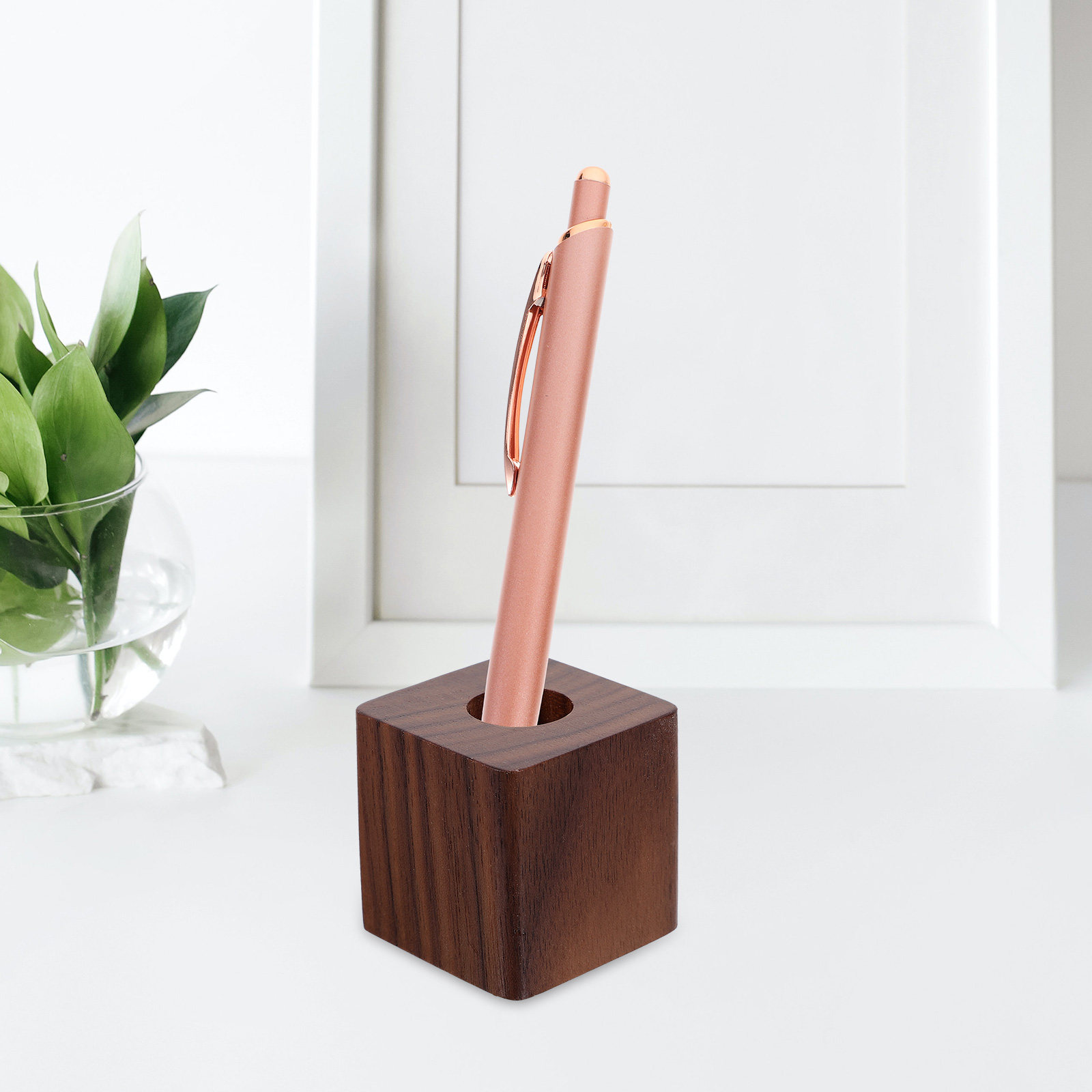 木製ペンホルダー ウォールナットキューブ ペンレストスタンド - Pen Rest Single のレビューと価格
